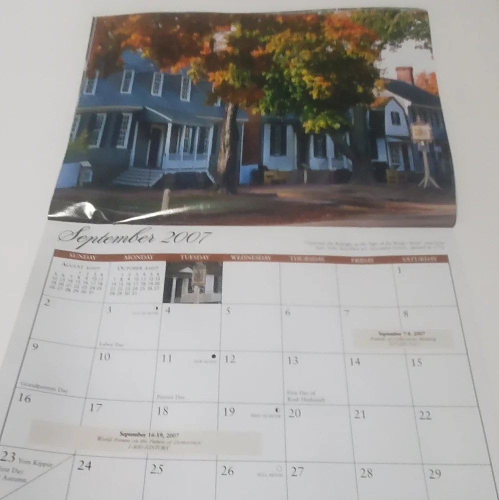 5/$15 Colonial Williamsburg 2007 Calendar Paper Crafting